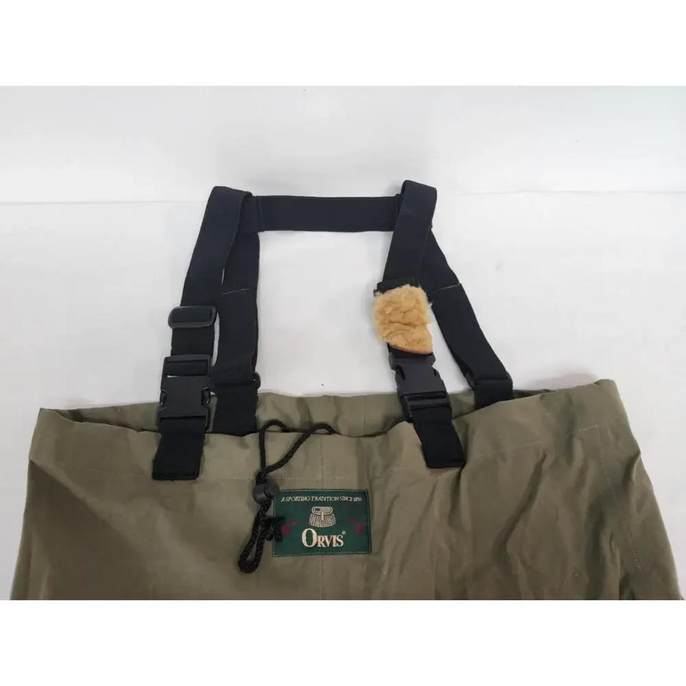 Men’s Orvis Green Bootfoot Fishing Bib Waders Suspenders Neoprene Boots Size M